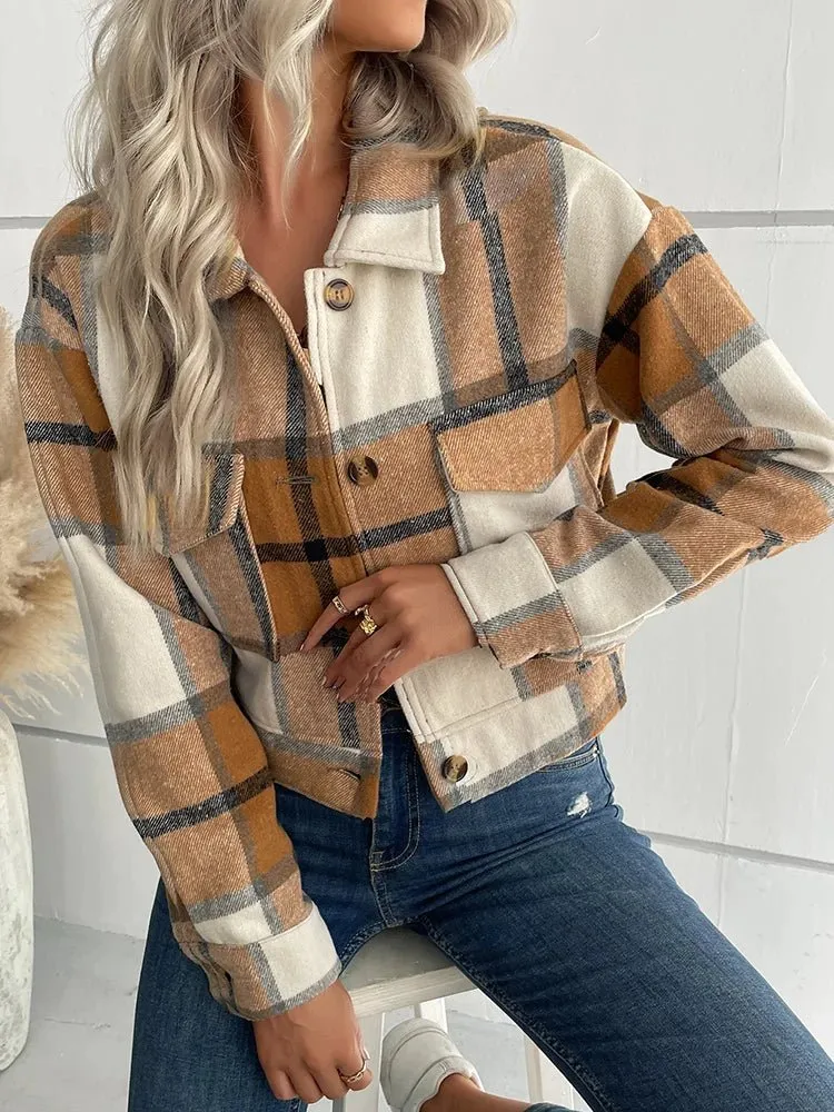 Women's Slim Wool Plaid Coat - A Winter Wardrobe Essential