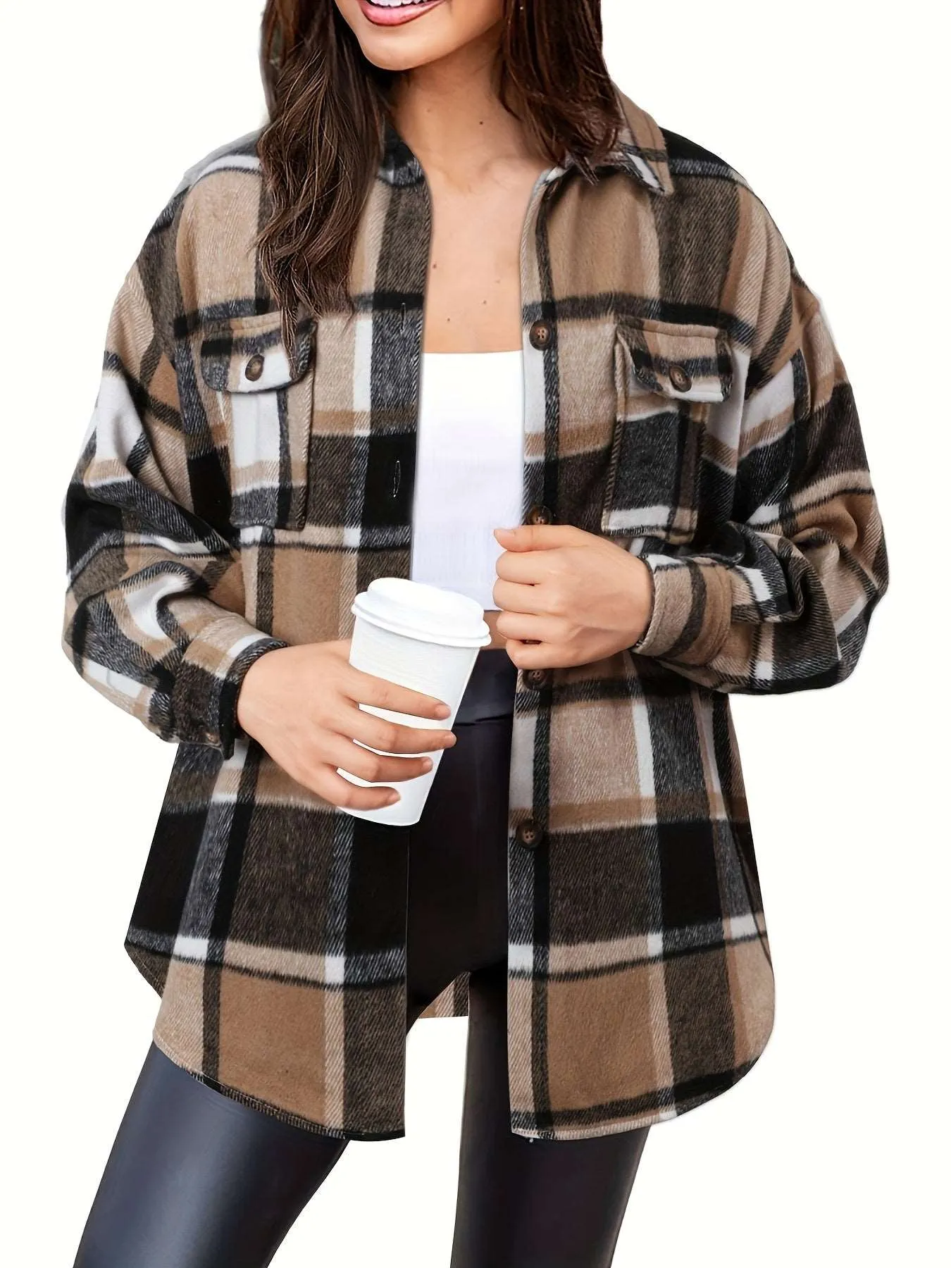 Women's Slim Wool Plaid Coat - A Winter Wardrobe Essential