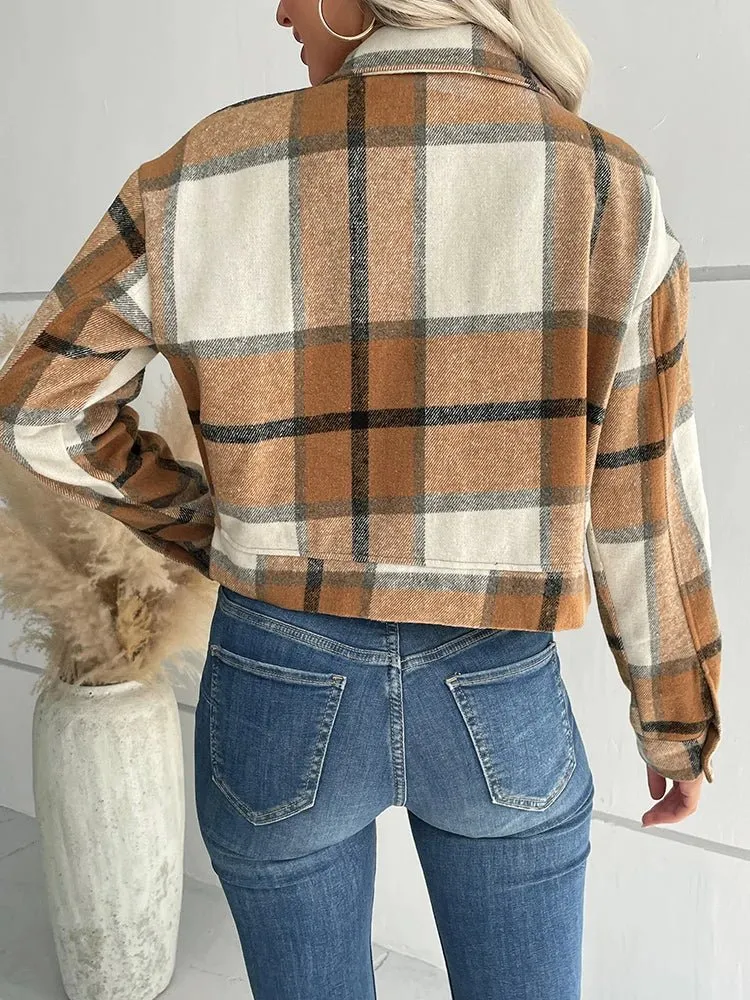 Women's Slim Wool Plaid Coat - A Winter Wardrobe Essential