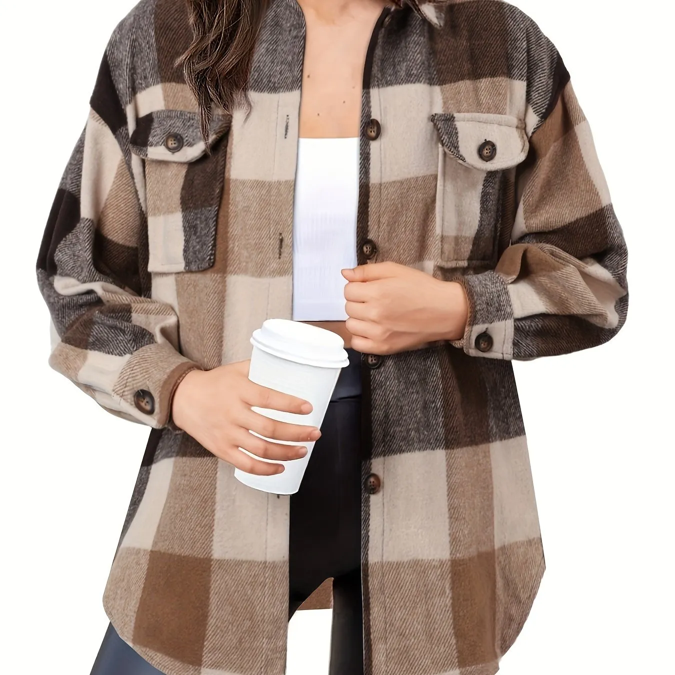 Women's Slim Wool Plaid Coat - A Winter Wardrobe Essential