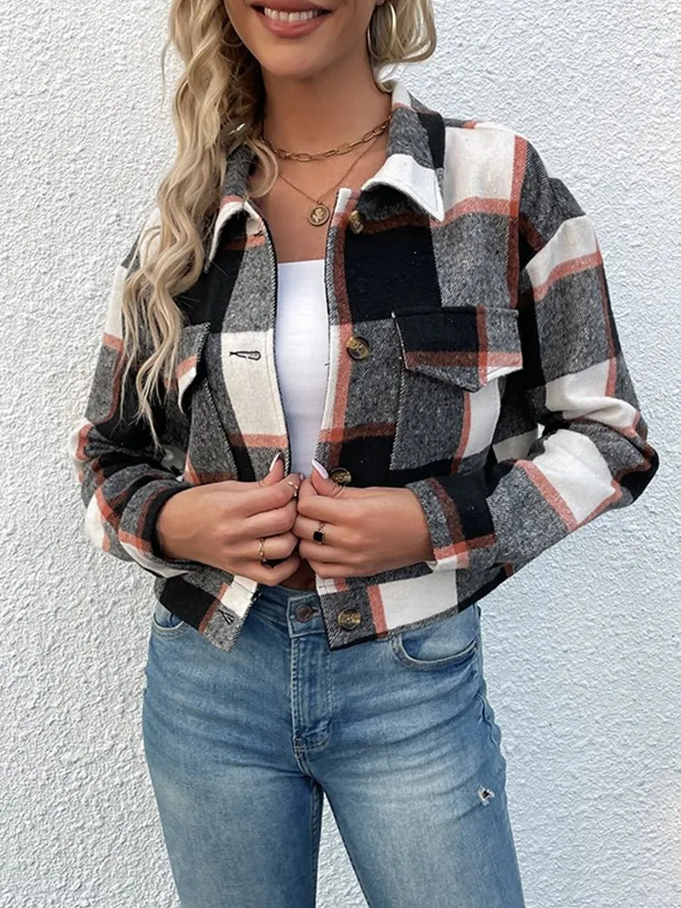 Women's Slim Wool Plaid Coat - A Winter Wardrobe Essential