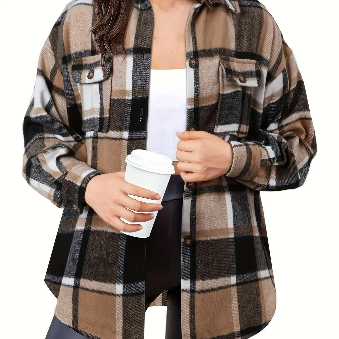 Women's Slim Wool Plaid Coat - A Winter Wardrobe Essential