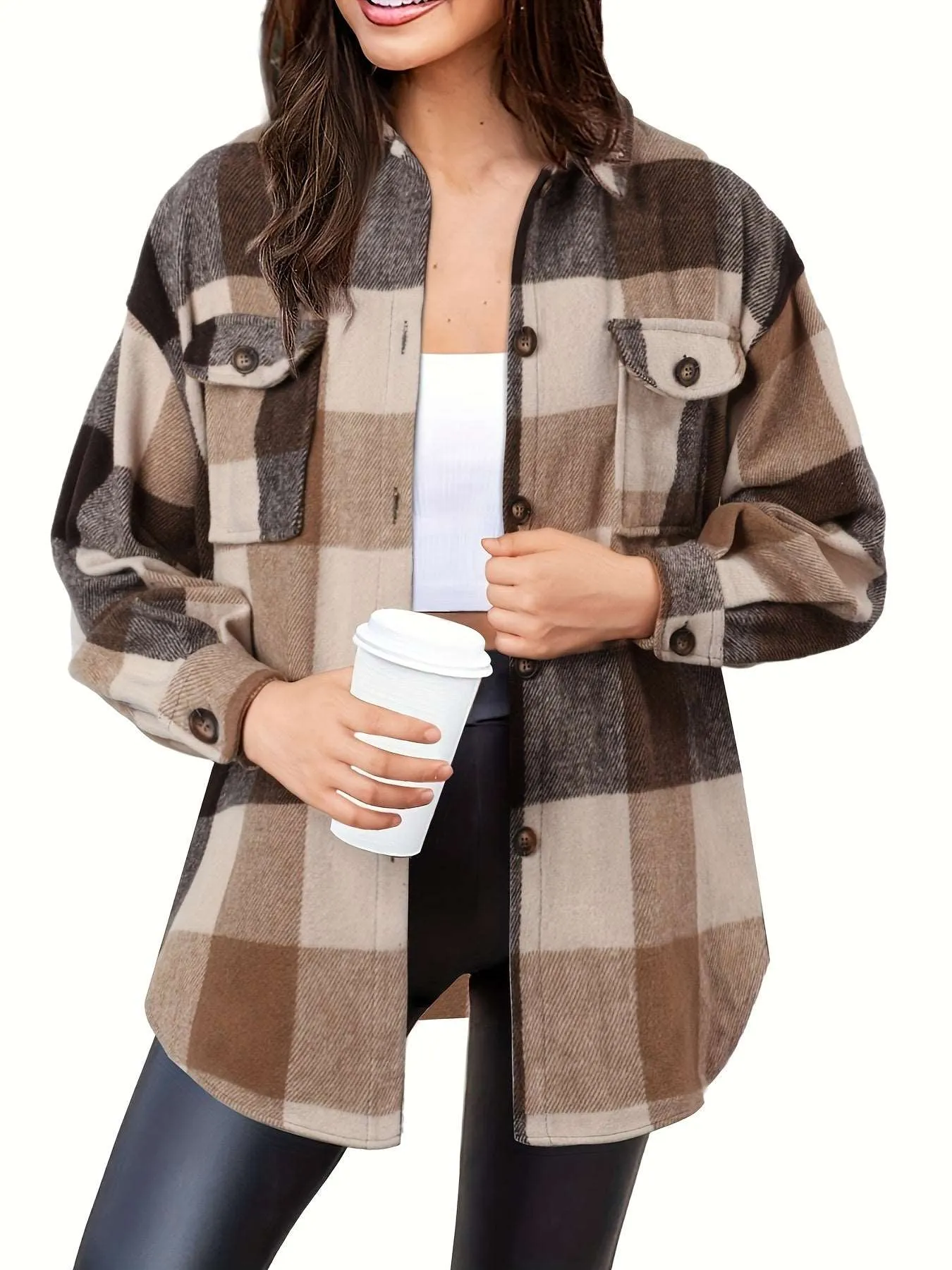 Women's Slim Wool Plaid Coat - A Winter Wardrobe Essential