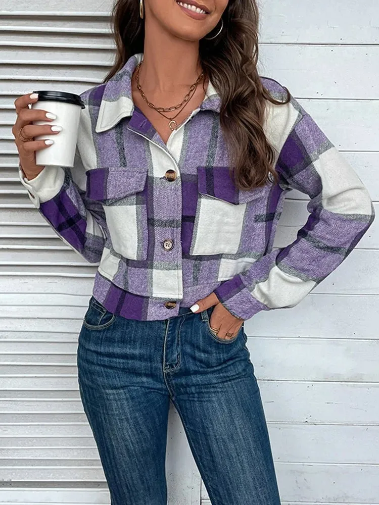 Women's Slim Wool Plaid Coat - A Winter Wardrobe Essential