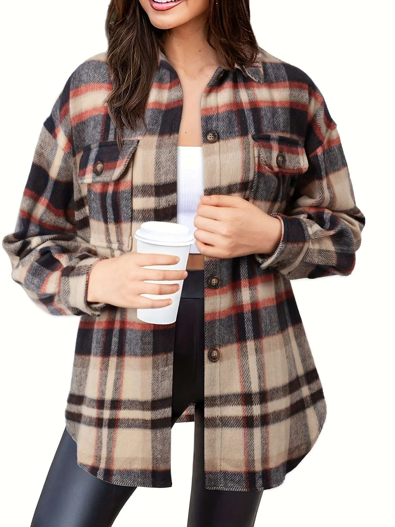 Women's Slim Wool Plaid Coat - A Winter Wardrobe Essential