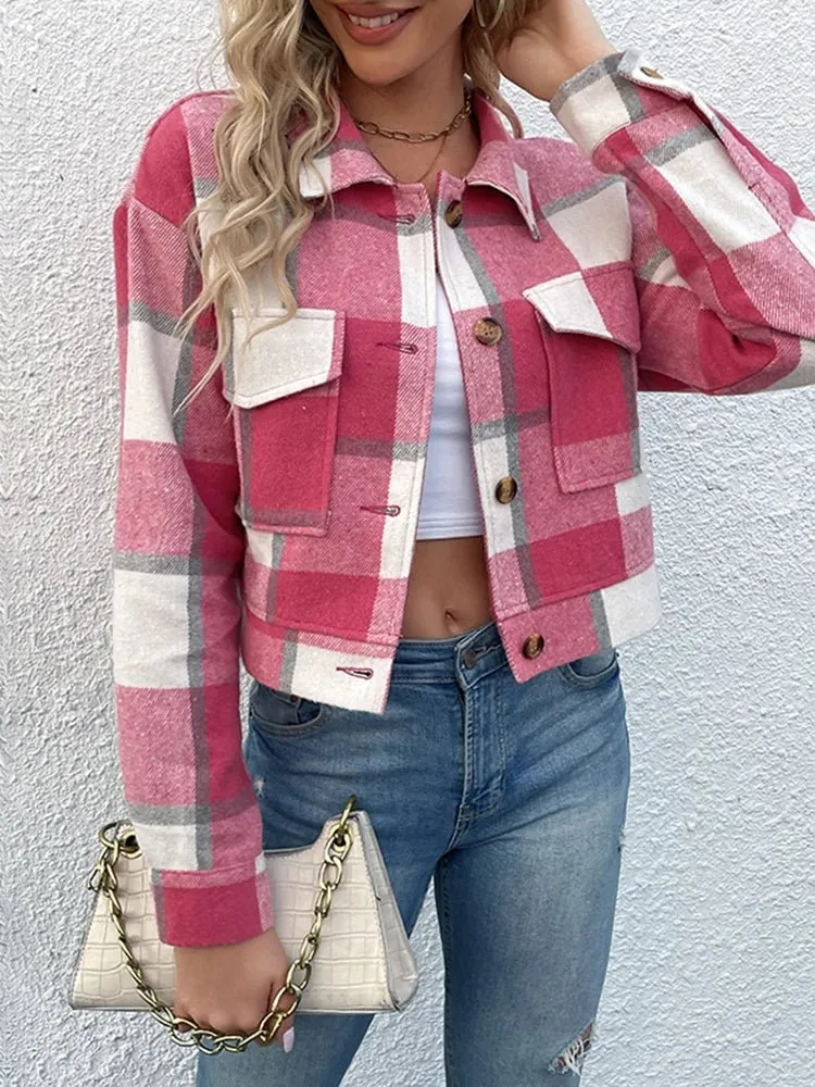 Women's Slim Wool Plaid Coat - A Winter Wardrobe Essential