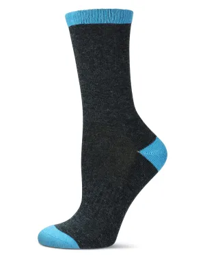 Women's Tipped Solid Half-Cushioned Merino Wool Crew Socks